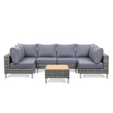 Grey Wicker Outdoor Sofa with Small Table - 6 Seat